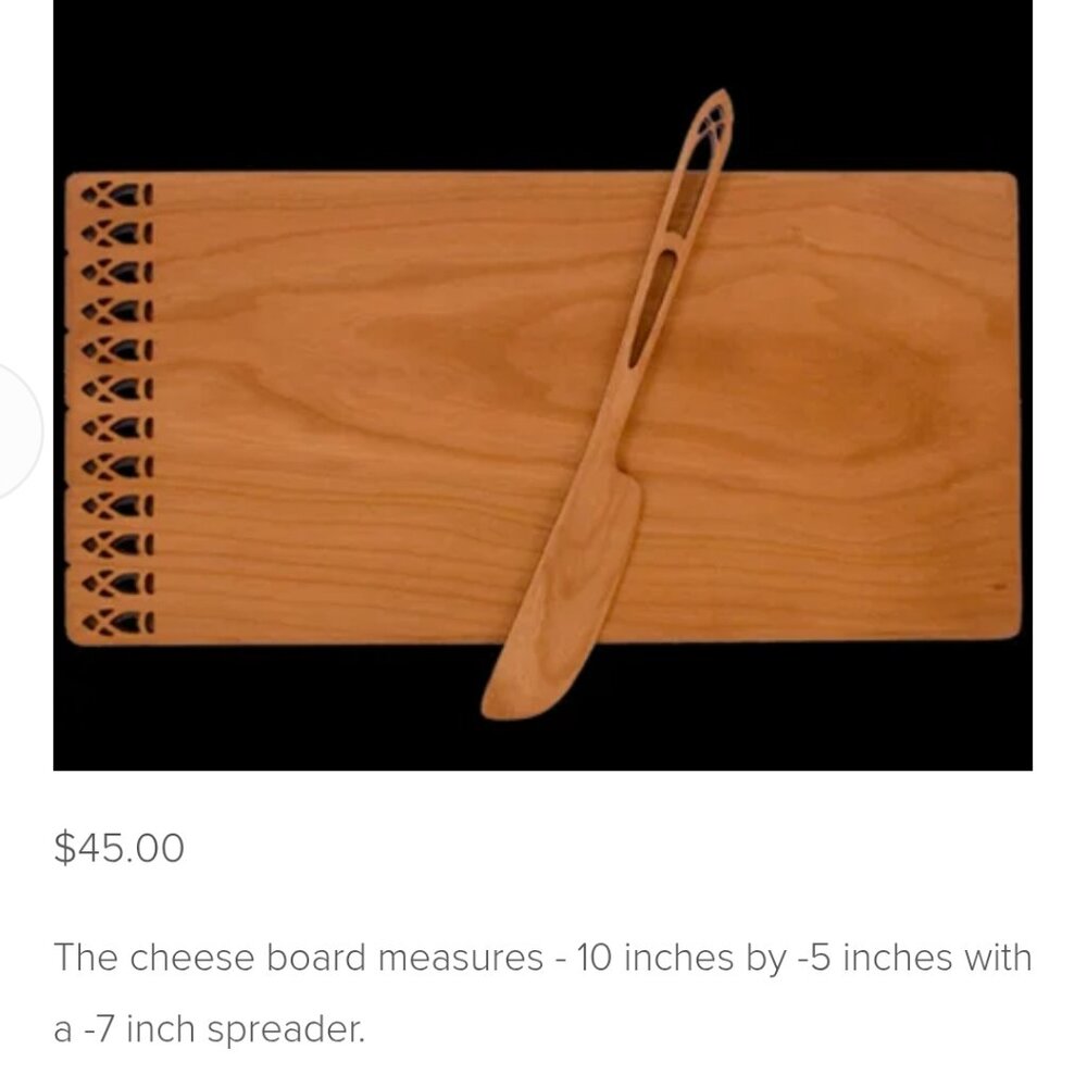 Moonspoon Cathedral Cheese Board with Spreader  Hand made in US